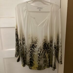 Chaus Women's Ombre Leopard Blouse - White, Brown, and Yellow